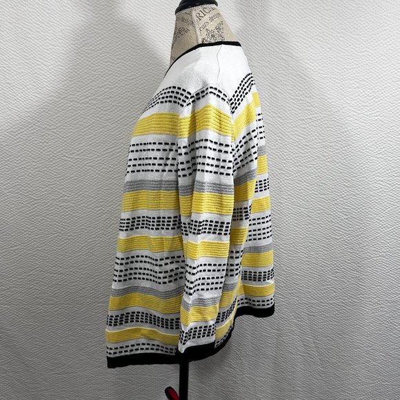 Alfred Dunner Long Sleeve Textured Stripe Chevron Sweater Asymmetrical 2X - Picture 4 of 7